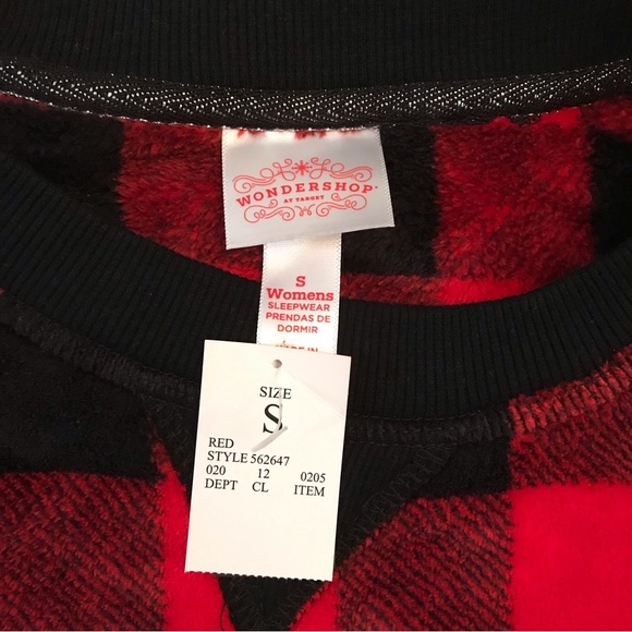 Plush Fleece Buffalo Plaid Sweatshirt NEW Womens Size Small Red Black Check - Picture 5 of 6